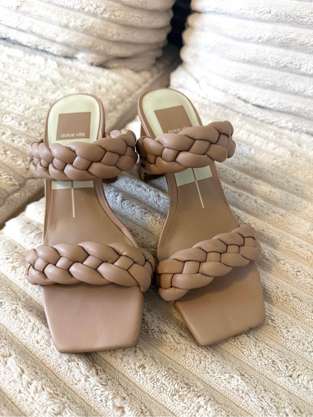Dolce Vita Braided Double-Strap Sandals in Tan